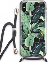Case Company® - iPhone XS hoesje met Koord - Bananenbladeren - Telefoonhoesje met Zwart Koord - Extra Bescherming aan alle Kanten en Over de Schermrand