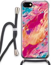 Case Company® - iPhone SE 2020 hoesje met Koord - Pastel Echoes - Telefoonhoesje met Zwart Koord - Extra Bescherming aan alle Kanten en Over de Schermrand