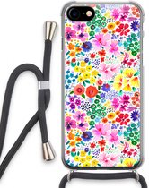 Case Company® - iPhone SE 2020 hoesje met Koord - Little Flowers - Telefoonhoesje met Zwart Koord - Extra Bescherming aan alle Kanten en Over de Schermrand