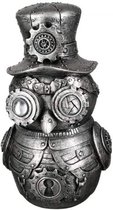 Sculptuur - Beeld - Steampunk uil zilver brons - Decoratief Fantasie Figuur