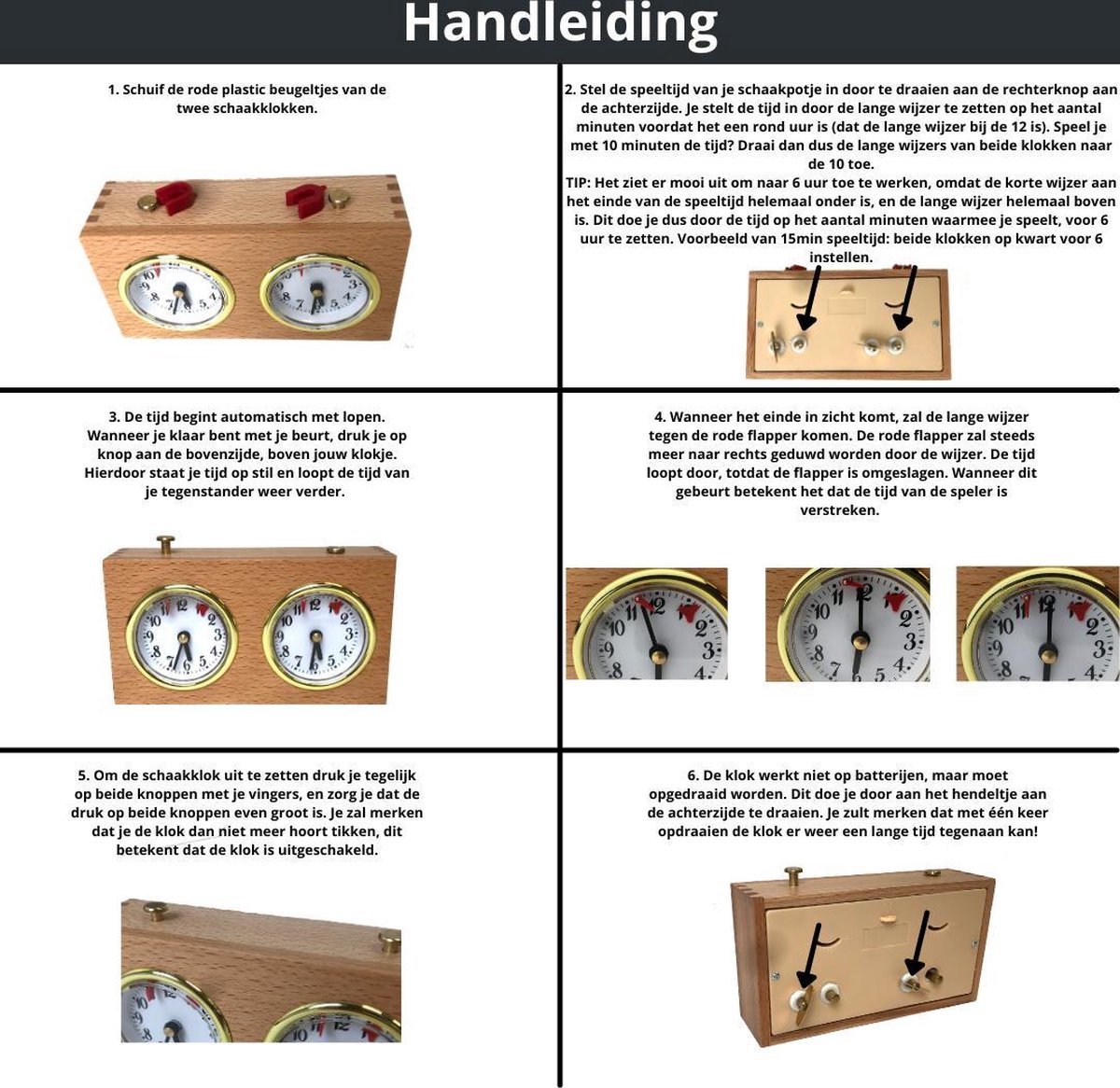 Schaakklok Hout - Schaakklok Analoog - Klassiek Schaken - Professioneel Schaken - Geen Batterijen Nodig — cadeau in Spellen & Speelgoed - foto 8