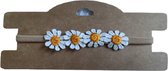 Haarband Madelief Donker Geel | Nylon Haarbandje Bloemen Madeliefjes | 0 t/m 12 jaar | Newborn Baby Kind