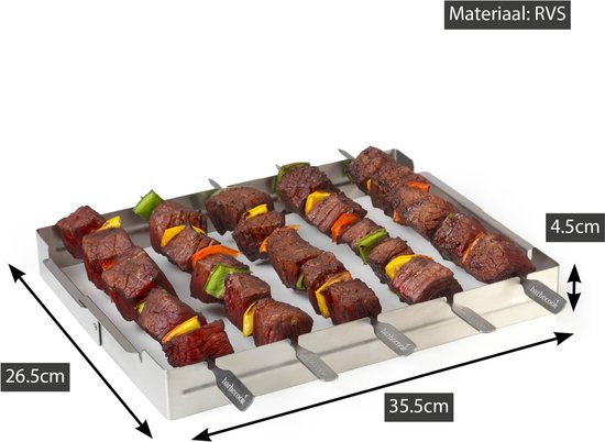 Barbecook - Brochettehouder - Geschikt voor 5 brochettes - RVS - 35.5x26.5x4.5cm - Afbeelding 2