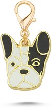 Halsband Hanger-Huisdier Sierraden - Huisdier Jewellery - Charm Badel Hanger - French Bulldog Zwart Wit