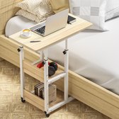 BRGOOD Z1 bedtafel - bijzettafel - zijtafel - Laptoptafel met Wielen - Hoog Bureau - in Hoogte Verstelbare -voor Slaapkamer en Bank - Esdoorn Sakura
