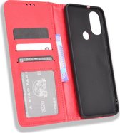 Motorola Moto E20 Hoesje - Mobigear - Sensation Serie - Kunstlederen Bookcase - Rood - Hoesje Geschikt Voor Motorola Moto E20