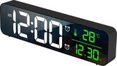 BOTC Digitale LED Klok - Mini muurklok - Wekker-Grote Cijfers - Datum & Dag - Temperatuur -Wandklok-AEB00108