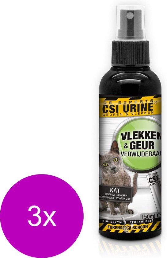 Csi Urine Kat & Kitten Spray - Geurverwijderaar - 3 x 150 ml - Csi