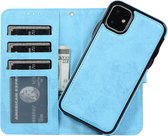 iPhone 11 Pro 2-in-1 Hoesje met Magnetische Backcover - Telefoonhoesje met vakjes voor pasjes - Inclusief polsbandje - Mobiq Magnetische 2-in-1 Wallet Case iPhone 11 Pro lichtblauw
