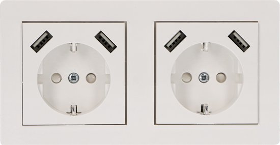 Proventa Inbouw Stopcontacten met x 2 USB - Universeel - Wit | bol.com