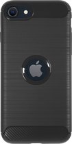BMAX Carbon soft case hoesje voor iPhone SE 2022 - Soft cover - Beschermhoesje - Telefoonhoesje - Apple - Telefoonbescherming - Back cover - Zwart