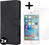 Fooniq Boek Hoesje Zwart 2x + Screenprotector 2x - Geschikt Voor Apple iPhone 6/6S Plus