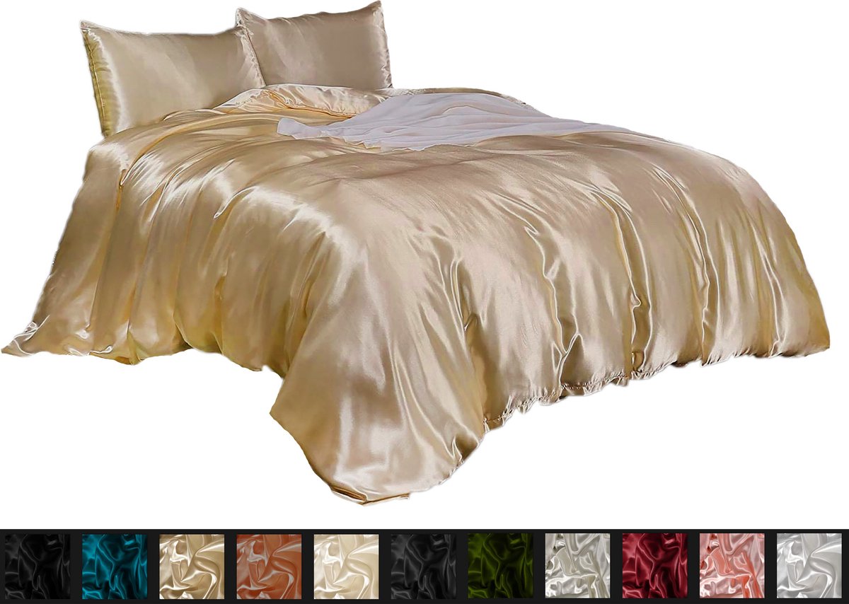 Satijn Dekbedovertrek - Champagne - 140x220 Litalente - Silk Dekbedovertrek - Glans Satijn
