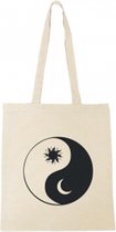 Katoenen tasje ''yingyang'' met print, stoffen tas, bedrukt, cadeautje