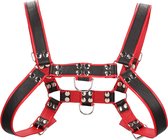 Chest Bulldog Harness - Premium Leather - Black/Red - L/XL - Maat L/XL - Bondage Toys