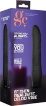 8 Inch Thin Realistic Dildo Vibe - Black - Realistic Dildos black