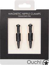 Magnetic Nipple Clamps - Diamond Pin - Black - Bondage Toys
