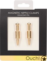Magnetic Nipple Clamps - Diamond Pin - Gold - Bondage Toys