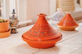 Souk Tajine - Unieke Handgemaakte Marokkaanse Kook Tajine XL (Geglazuurd) - Oranje