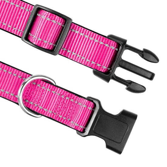 Sharon B - reflecterende halsband neopreen - felroze - maat S