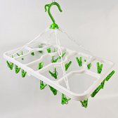 Wasrek hangend - Droogrek - Inklapbaar - 48 x 30 cm met 24 knijpers - Groen