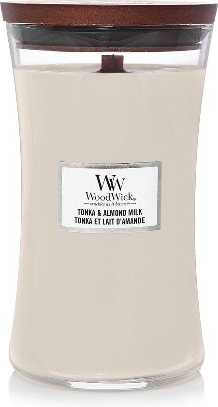 WoodWick Hourglass Large Geurkaars - Tonka & Almond Milk