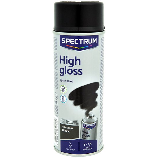 2x Spectrum Spuitverf | Spuitlak | 2x Spuitbus à 400 ml | Zwart Hoogglans  |... | bol.com