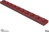 LEGO Plaat 1x10, 4477 Donkerrood 50 stuks