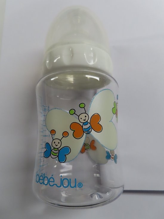 Babyflesje - Bebe jou - Fles - Papfles - 250ml - Wit - Vlinder