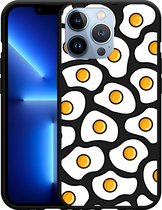 Geschikt voor Apple iPhone 13 Pro Hoesje Zwart Eitje - Designed by Cazy