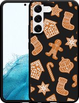 Galaxy S22+ Hoesje Zwart Christmas Cookies - Designed by Cazy