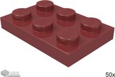 LEGO Plaat 2x3, 3021 Donkerrood 50 stuks