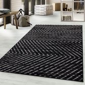 Tapis de salon Shaggy Motif structurel Abstrait Tapis Design Noir