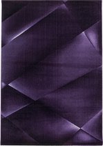 Woonkamer design vloerkleed laagpolig tapijt abstract golven patroon paars stapel