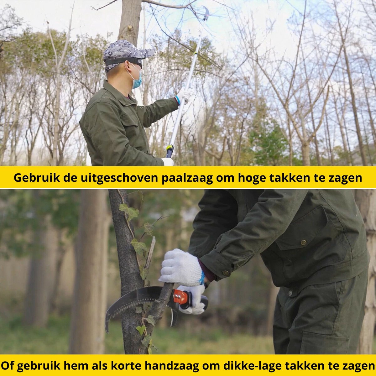 VEVOR Handmatige paalzaag, 2,2-8,2 m uitschuifbare boomsnoeischaar, scherp stalen mes hoge takken snoeien, handmatige taktrimmer met lichtgewicht 8 glasvezelhandgrepen, voor het snoeien van palmen en