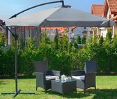 Zweefparasol met Voet - Inklapbaar - Grijs - Ø300 cm Diameter - Weerbestendig