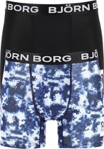 Björn Borg boxershorts Performance (2-pack) - microfiber - blauwe print en zwart uni -  Maat: XXL