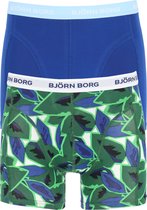 Björn Borg boxershorts Essential (2-pack) - heren boxers normale lengte - kobaltblauw en print -  Maat: S