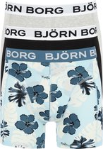 Björn Borg boxershorts Essential (3-pack) - heren boxers normale lengte - blauw - grijs en print -  Maat: M
