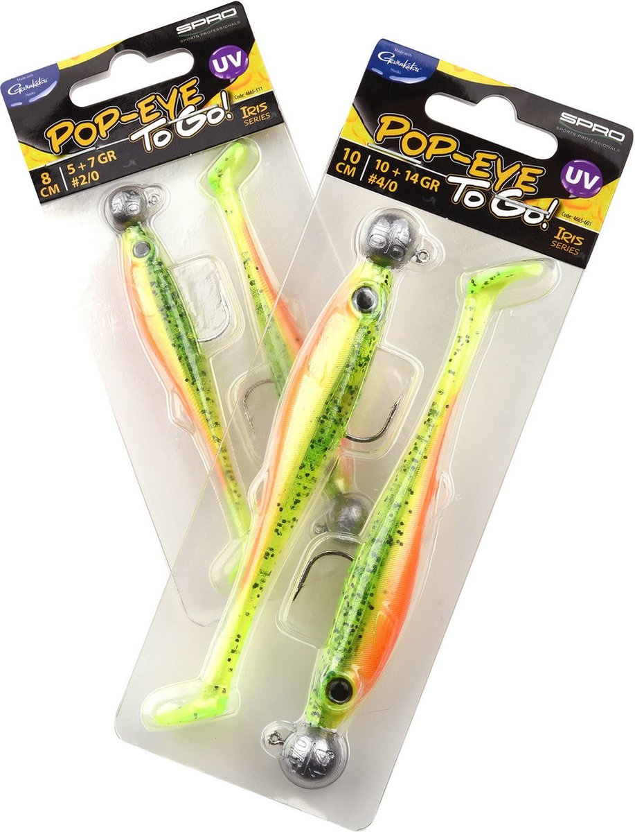 Spro Pop-Eye To Go 80 - UV Olive - 5+7g - Softbait - Rood