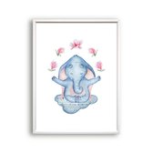 Schilderij  Yoga olifant - Namaste / Jungle / Safari / 40x30cm