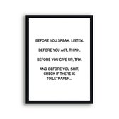 Poster before you speak listen WC - toilet / 1# Best Sellers! / 80x60cm