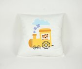 Kussensloop Tijger in Locomotief Dieren in de Trein - Kussenhoes - Sierkussen - Kinderkamer - 45x45cm - Exclusief Vulling - PillowCity