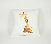 Kussen Giraf Beestenboel Safari - Sierkussen - Kinderkamer - 45x45cm - Inclusief Vulling - PillowCity