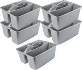 Set van 5x stuks grijze opbergbox/opbergdoos mand 6 liter kunststof - 31 x 26,5 x 18 cm - Opbergbakken voor schoonmaakspullen