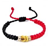 Handgemaakt Zwarte-Rode Macramé Armband Infinity Knoop
