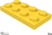 LEGO Plaat 2x4, 3020 Geel 50 stuks