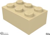 LEGO Bouwsteen 2 x 3, 3002 Tan 50 stuks