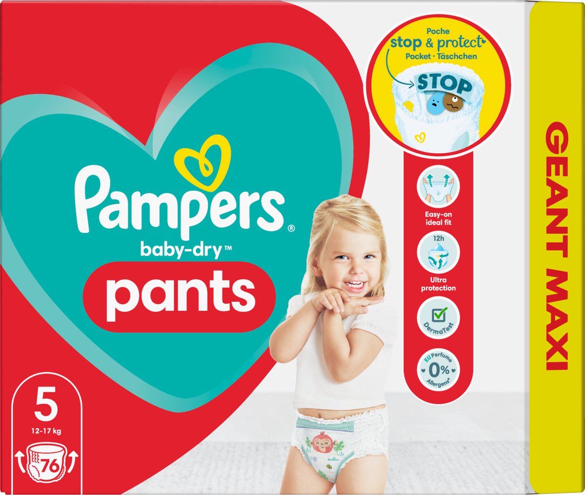 Pampers - Baby Dry Pants - Maat 5 - Mega Pack - 76 luierbroekjes | bol.com