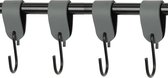 4x Leren S-haak hangers - Handles and more® | DONKERGRIJS - maat M (Leren S-haken - S haken - handdoekkaakje - kapstokhaak - ophanghaken)